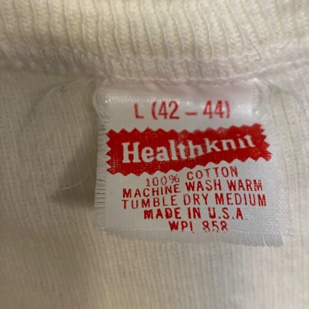 VTG 60s HEALTHKNIT Mens L 42-44 cotton Thermal Unionsuit Underwear Off-White USA